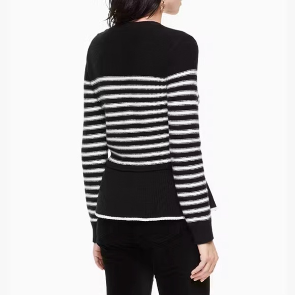 Broome Street Kate Spade Striped Peplum Cashmere Blend Knit Sweater - Sz XS - Picture 2 of 16
